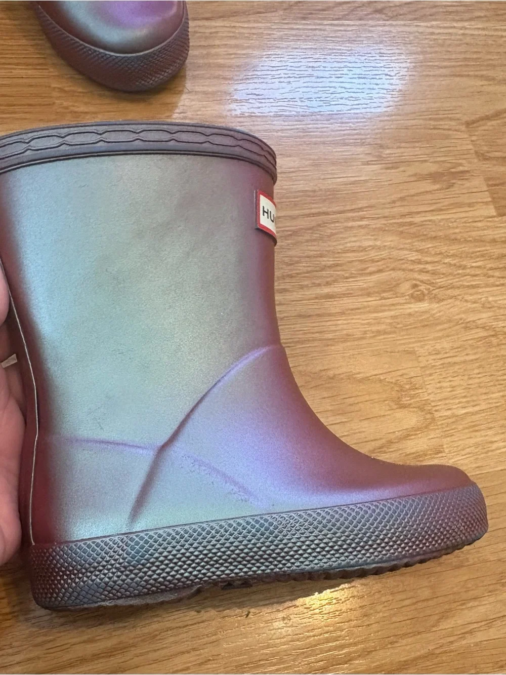 Hunter Kids Iridescent Rain Boots with Blue Lining